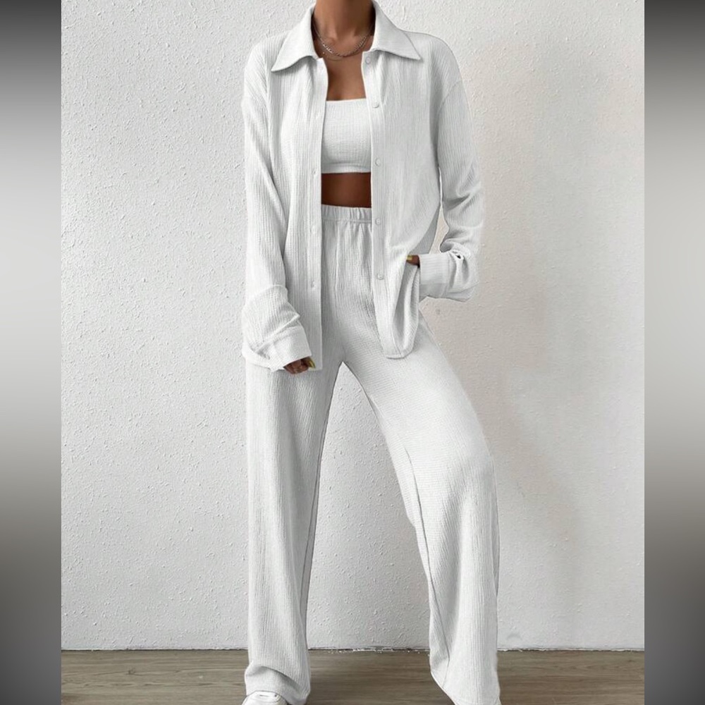 3 piece matching set — Tube Top & Button Front Tee & Pants - Picture 3 of 3